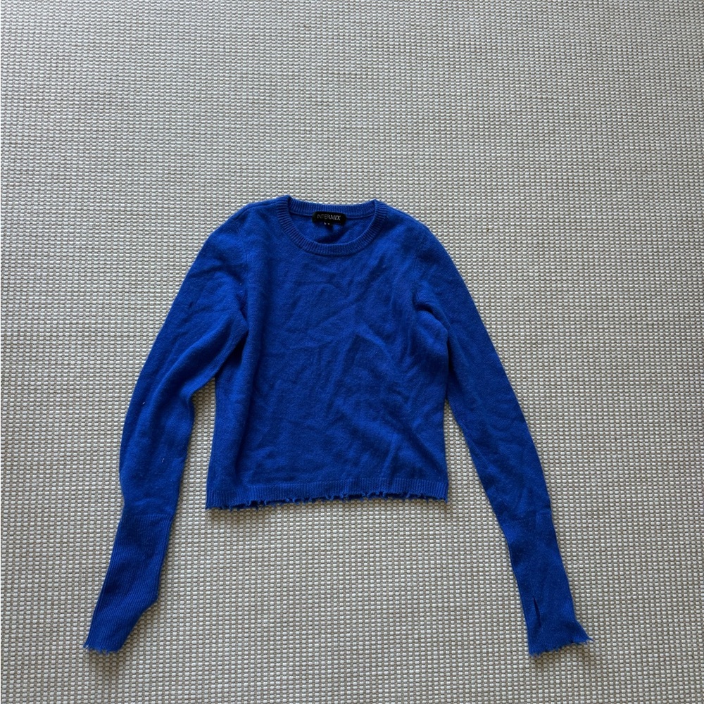 INTERMIX Cashmere Vibrant Blue Long Sleeve Sweater